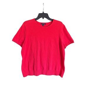 Lands’ End Red Cotton Short Sleeve Top Size Large 14-16